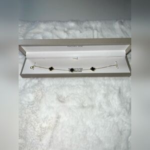 Rachel Zoe Black Clover 14k Gold Plated Sterling Silver Bracelet